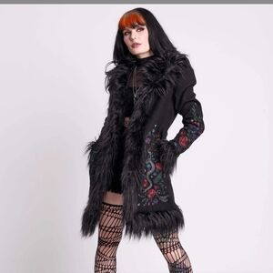 Midnight Hour Goth Botanical Fur Afghan Coat Penny Lane